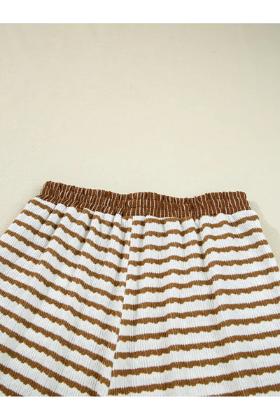 Stripe Collared Top and Drawstring Pant Set - Style Chic Couture