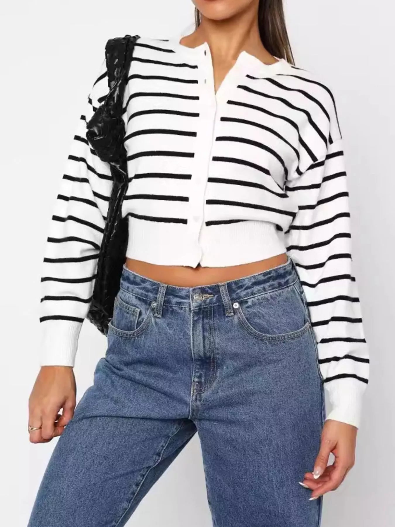 Striped Button Up Cardigan - Style Chic Couture