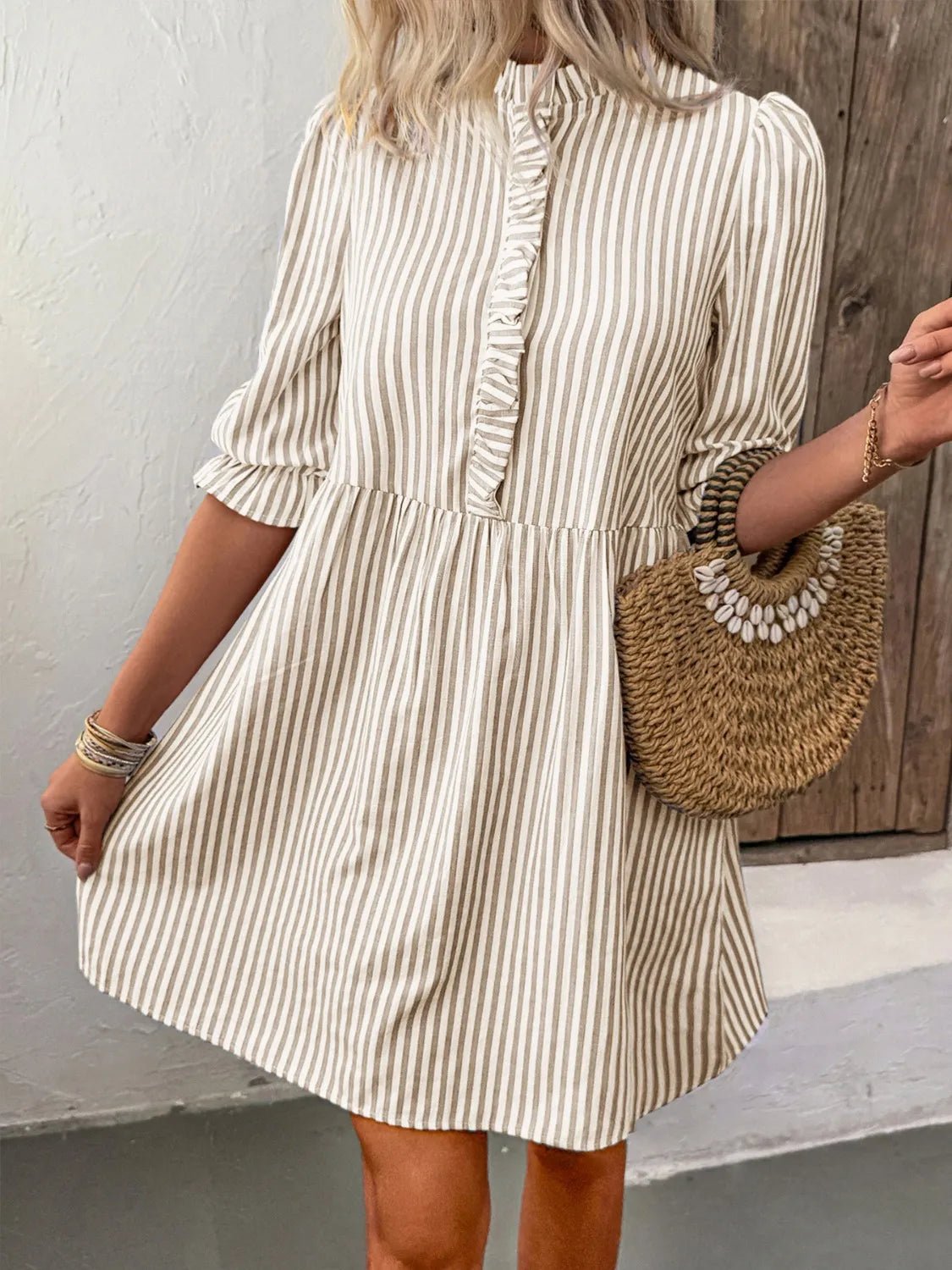 Striped Half Sleeve Dress - Style Chic Couture