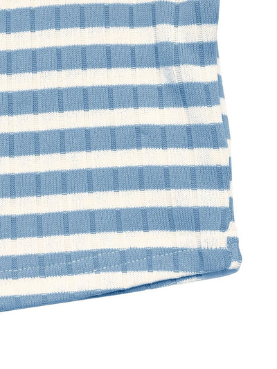 Cozy Striped Lounge Set with Square Neck & Long Sleeve