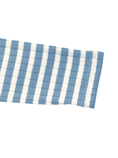 Cozy Striped Lounge Set with Square Neck & Long Sleeve