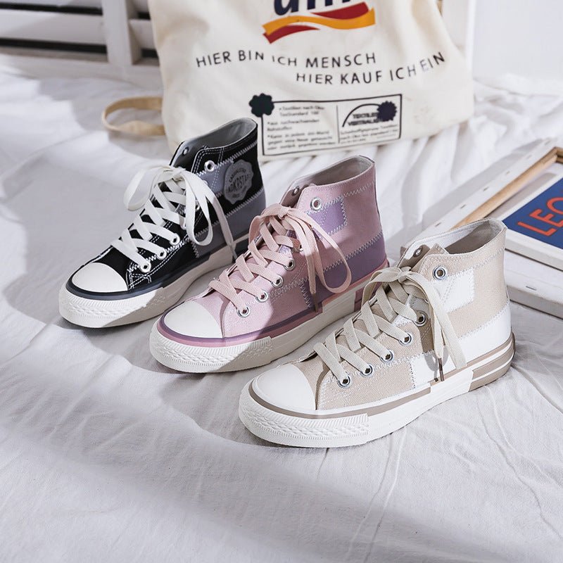 Stylish Lace - up Fabric High - top Everyday Sneakers - Style Chic Couture