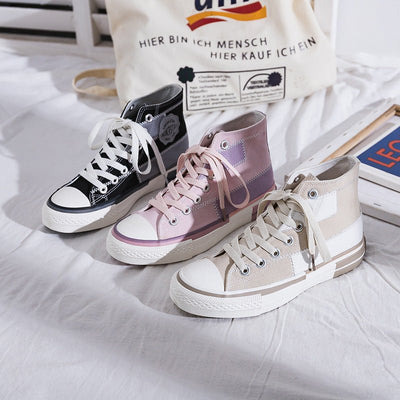Stylish Lace - up Fabric High - top Everyday Sneakers - Style Chic Couture