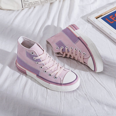 Stylish Lace - up Fabric High - top Everyday Sneakers - Style Chic Couture