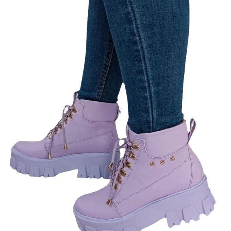 Stylish Women's Casual Lace - Up Ankle Boots - Style Chic Couture