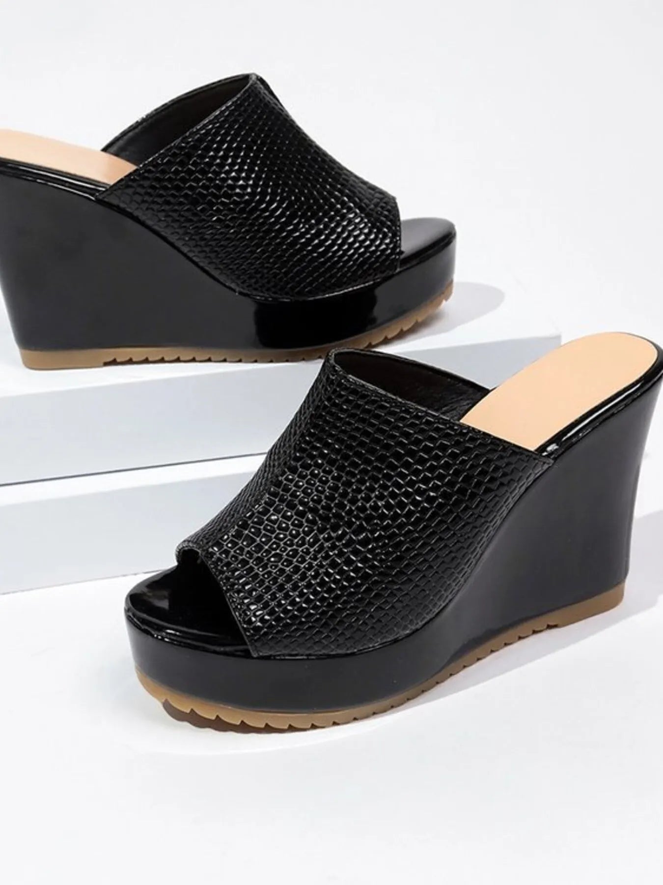Textured Wedge Platform Sandals - Style Chic Couture