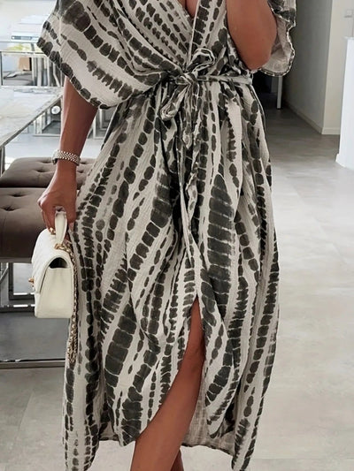 Tie - Dye Tie Waist Wrap Dress - Style Chic Couture