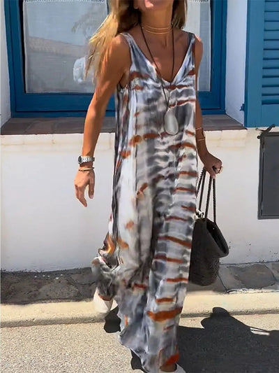 Tie - Dye V - Neck Maxi Cami Dress - Style Chic Couture