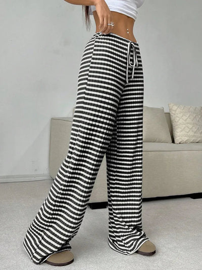 Tied Striped Wide Leg Pants - Style Chic Couture