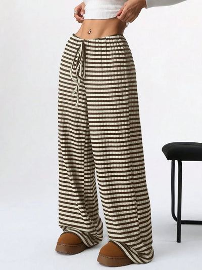Tied Striped Wide Leg Pants - Style Chic Couture