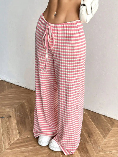 Tied Striped Wide Leg Pants - Style Chic Couture