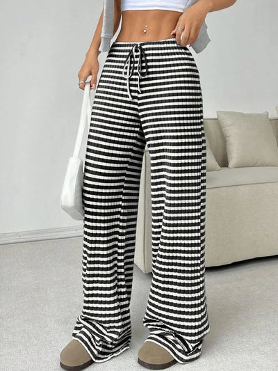 Tied Striped Wide Leg Pants - Style Chic Couture