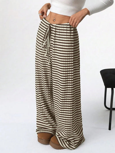 Tied Striped Wide Leg Pants - Style Chic Couture