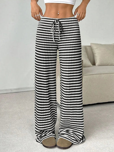 Tied Striped Wide Leg Pants - Style Chic Couture