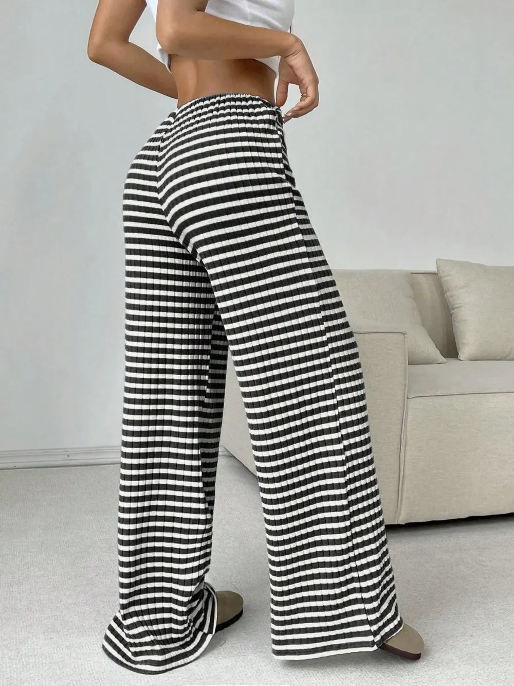 Tied Striped Wide Leg Pants - Style Chic Couture