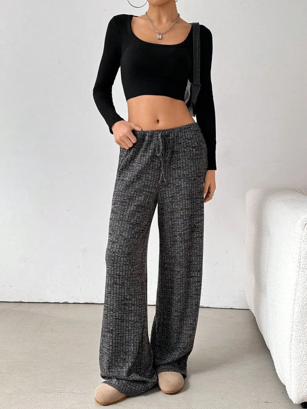 Tied Striped Wide Leg Pants - Style Chic Couture
