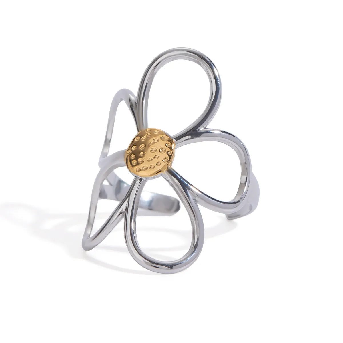 Two - Tone Daisy Flower Ring - Style Chic Couture