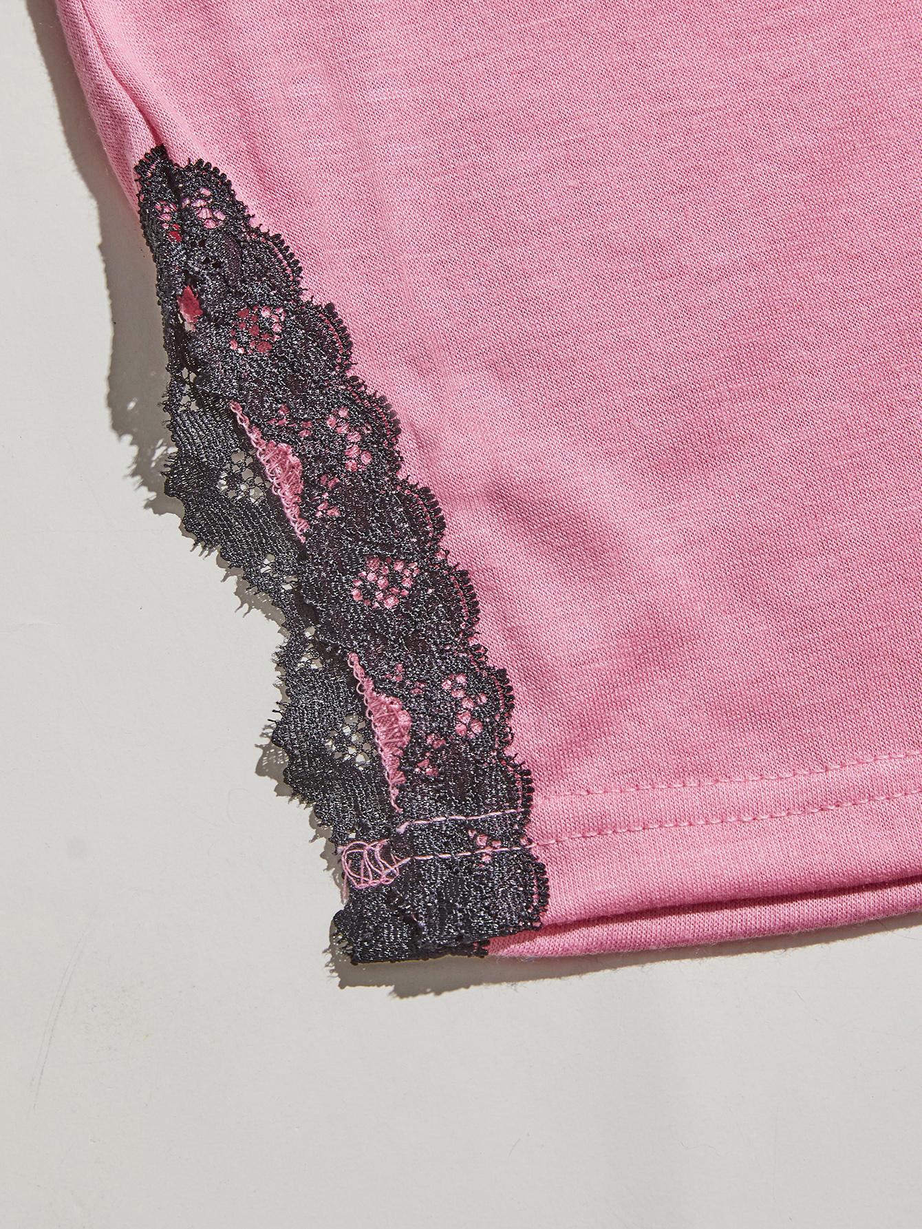 Lace Trim V-Neck Cami & Pants Pajama Set