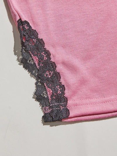 Lace Trim V-Neck Cami & Pants Pajama Set