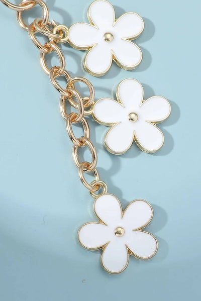 White Cute Flower Shape Ornament Key Buckle - Style Chic Couture