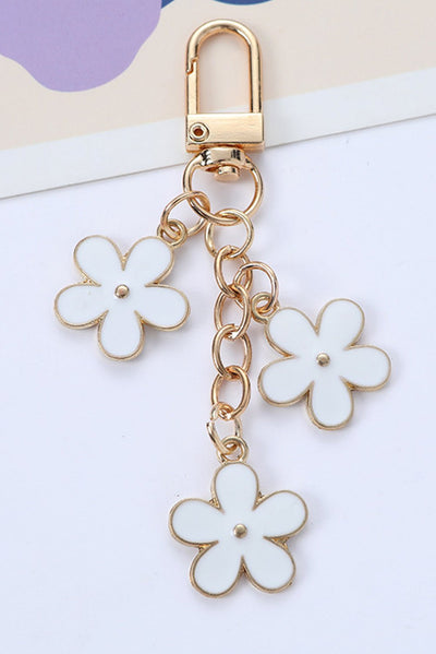 White Cute Flower Shape Ornament Key Buckle - Style Chic Couture