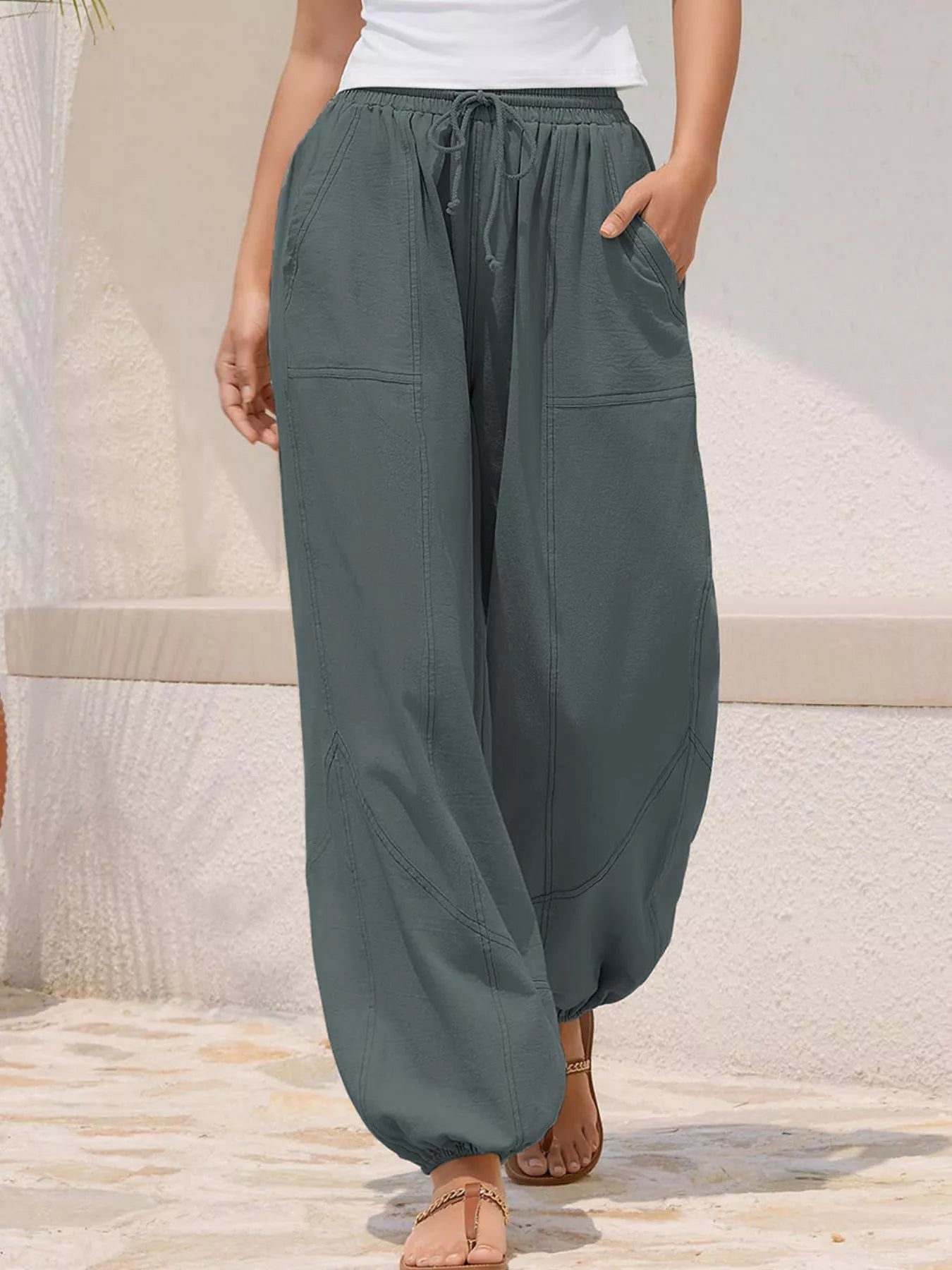 Wide Leg Drawstring Pants - Style Chic Couture