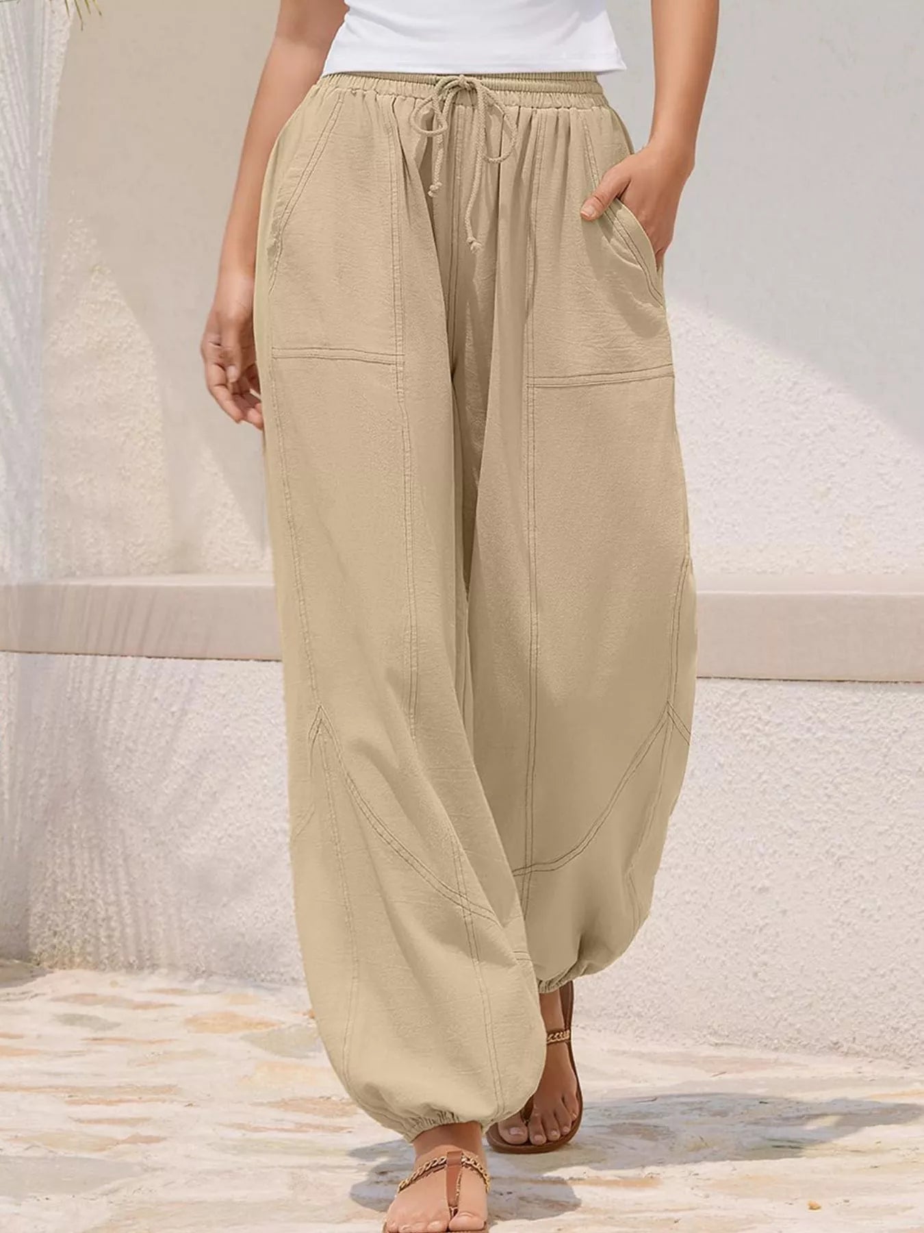 Wide Leg Drawstring Pants - Style Chic Couture
