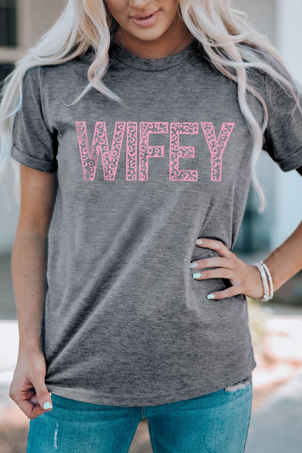 WIFEY Leopard Graphic Short Sleeve Tee - Style Chic Couture