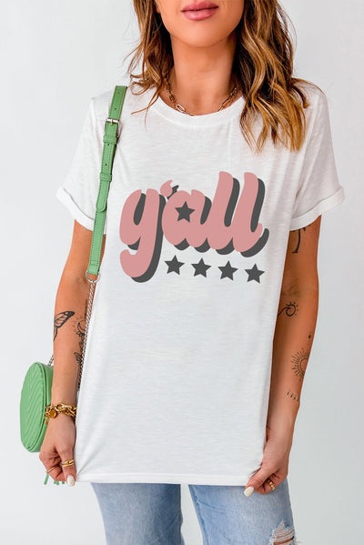 Y'ALL Graphic Round Neck Tee - Style Chic Couture