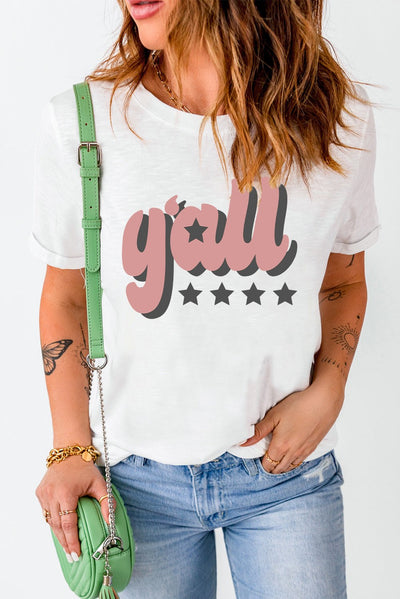 Y'ALL Graphic Round Neck Tee - Style Chic Couture