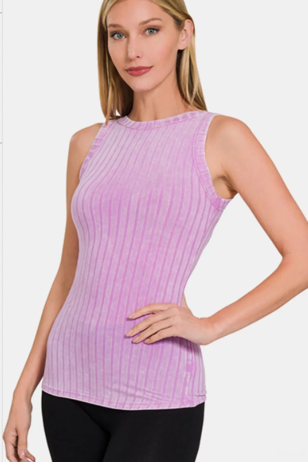 Zenana Ribbed Washed Round Neck Tank - Style Chic Couture