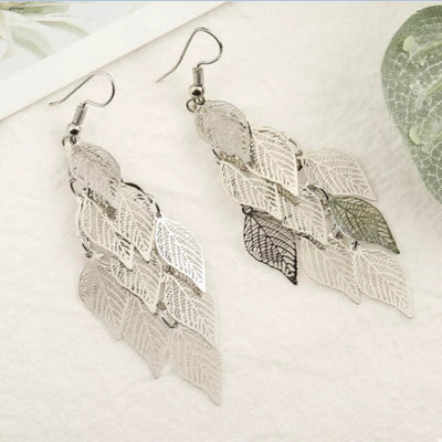 Zinc Alloy Leaf Dangle Earrings - Style Chic Couture