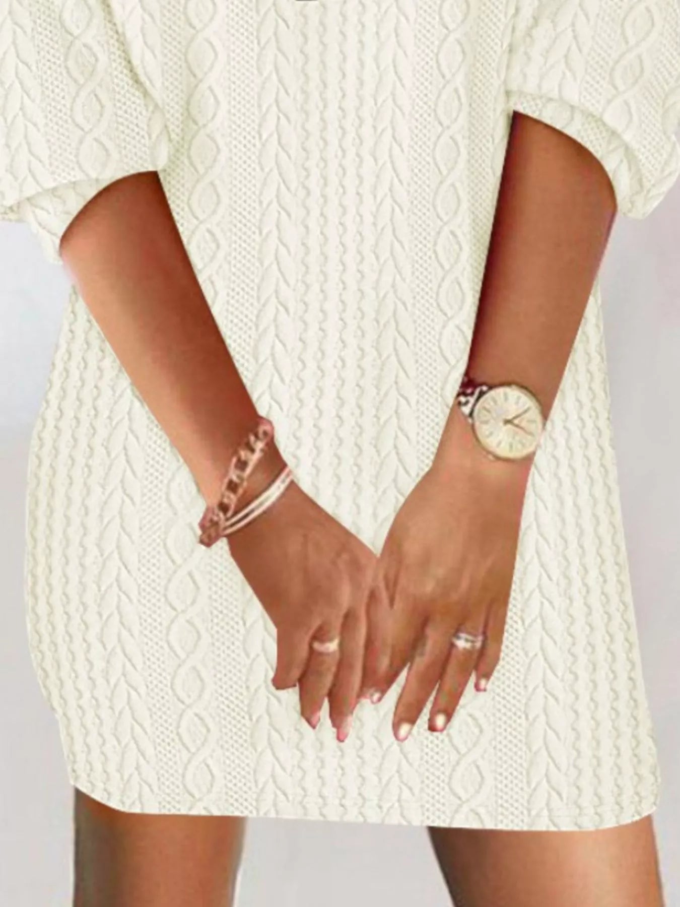 Zip Detail Textured Knit Mini Sweater - Style Chic Couture