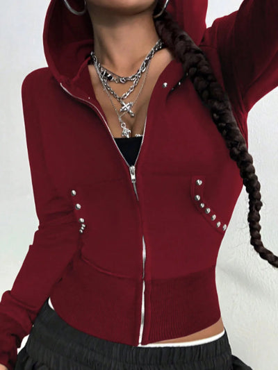 Zip - Up Long Sleeve Hoodie - Style Chic Couture