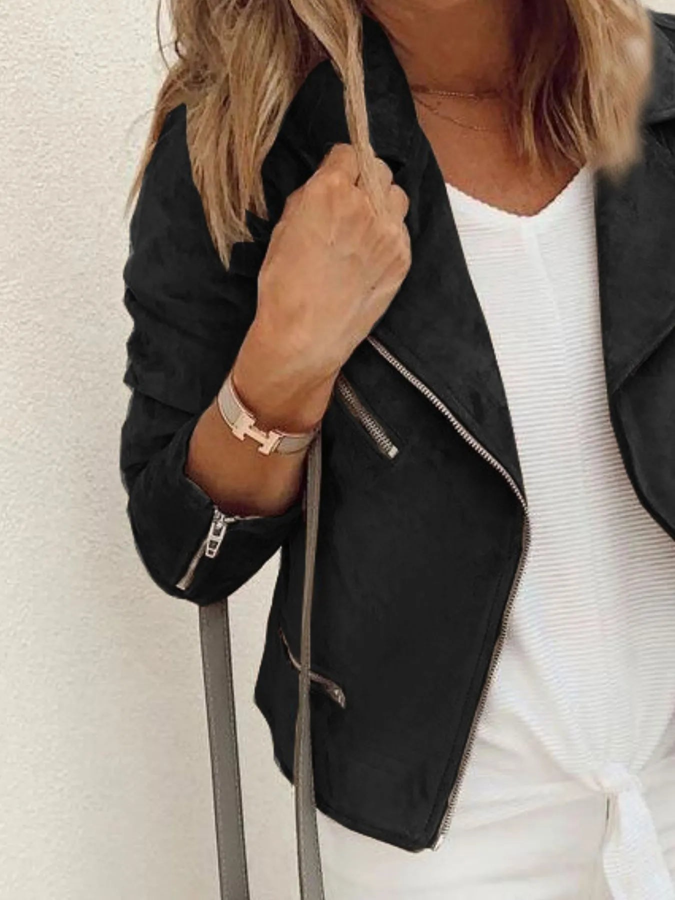 Zip Up Long Sleeve Jacket - Style Chic Couture