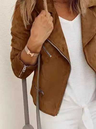 Zip Up Long Sleeve Jacket - Style Chic Couture