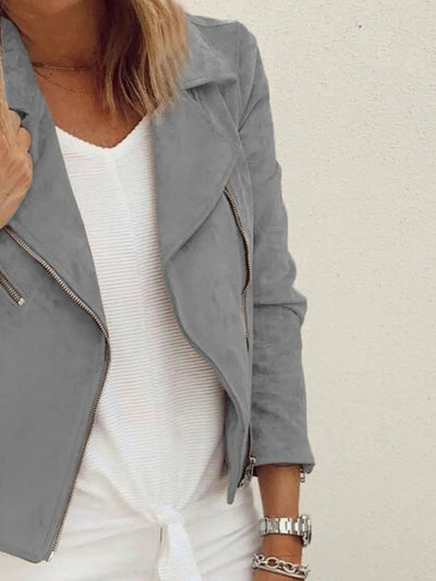 Zip Up Long Sleeve Jacket - Style Chic Couture