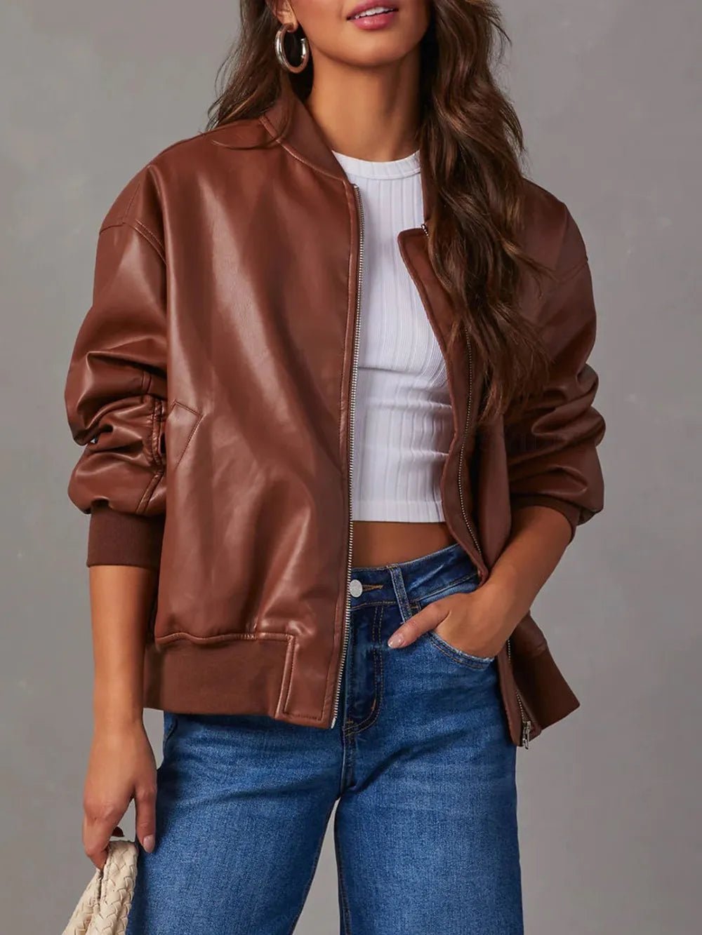 Zip Up Long Sleeve Jacket - Style Chic Couture