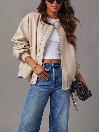 Zip Up Long Sleeve Jacket - Style Chic Couture