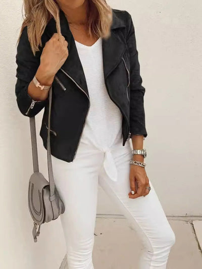 Zip Up Long Sleeve Jacket - Style Chic Couture