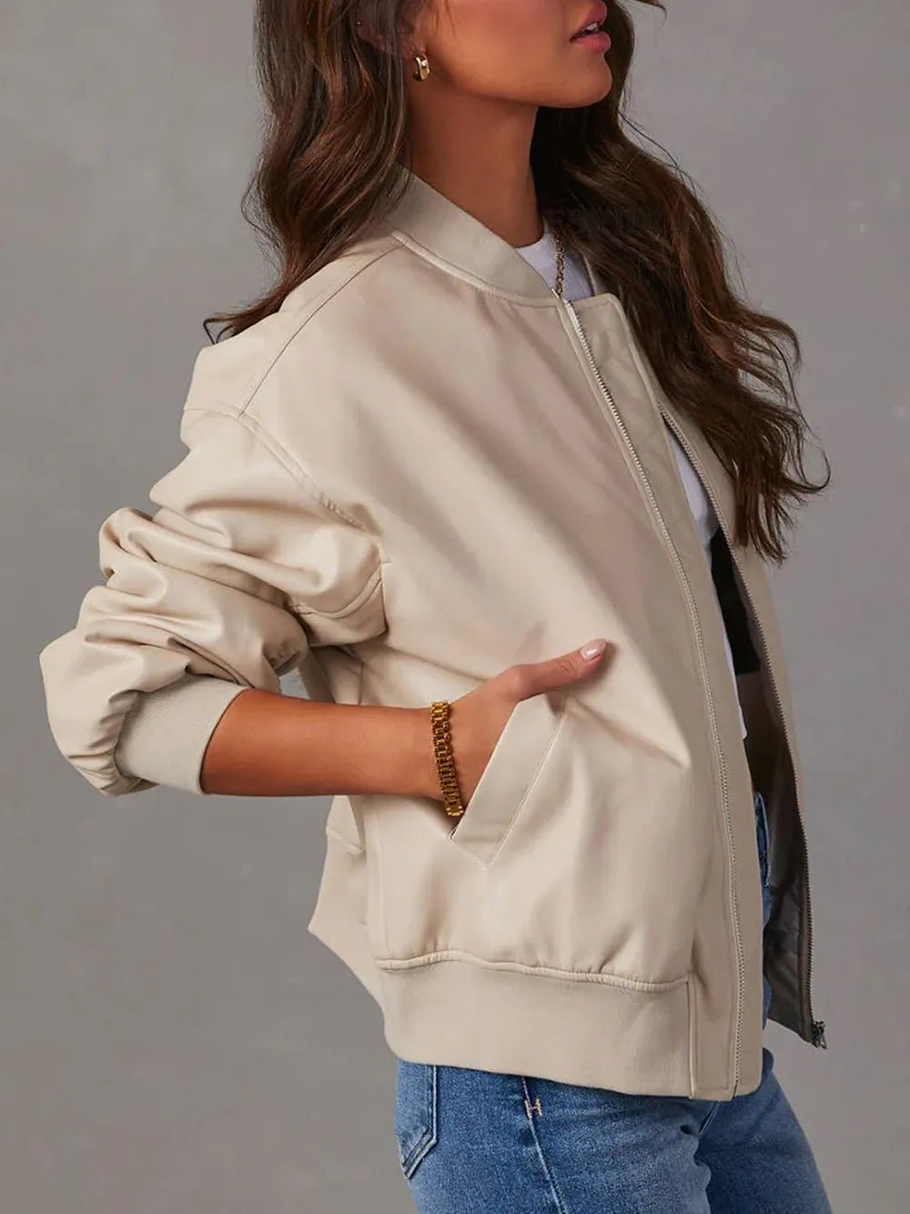 Zip Up Long Sleeve Jacket - Style Chic Couture