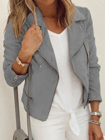 Zip Up Long Sleeve Jacket - Style Chic Couture