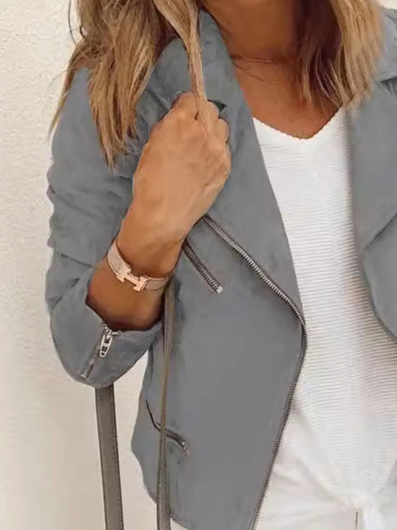 Zip Up Long Sleeve Jacket - Style Chic Couture