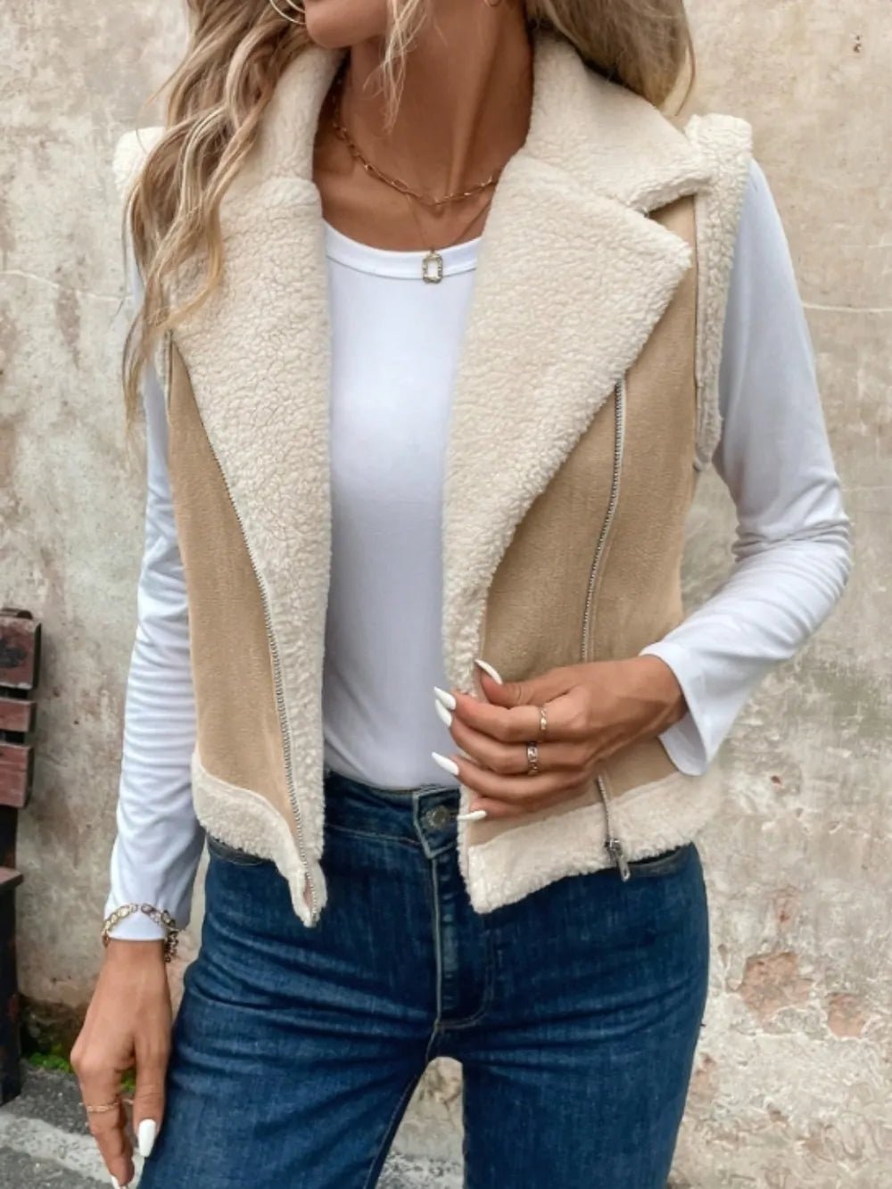 Zip Up Sherpa Vest Coat - Style Chic Couture