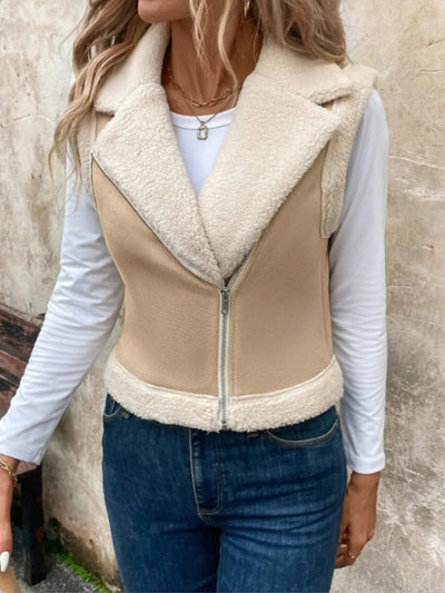 Zip Up Sherpa Vest Coat - Style Chic Couture