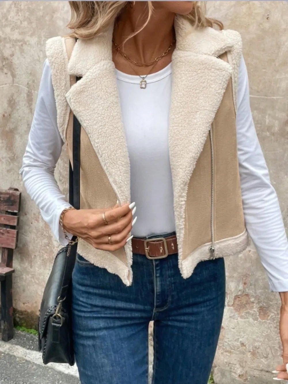 Zip Up Sherpa Vest Coat - Style Chic Couture