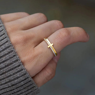 Zircon 925 Sterling Silver Cross Ring - Style Chic Couture
